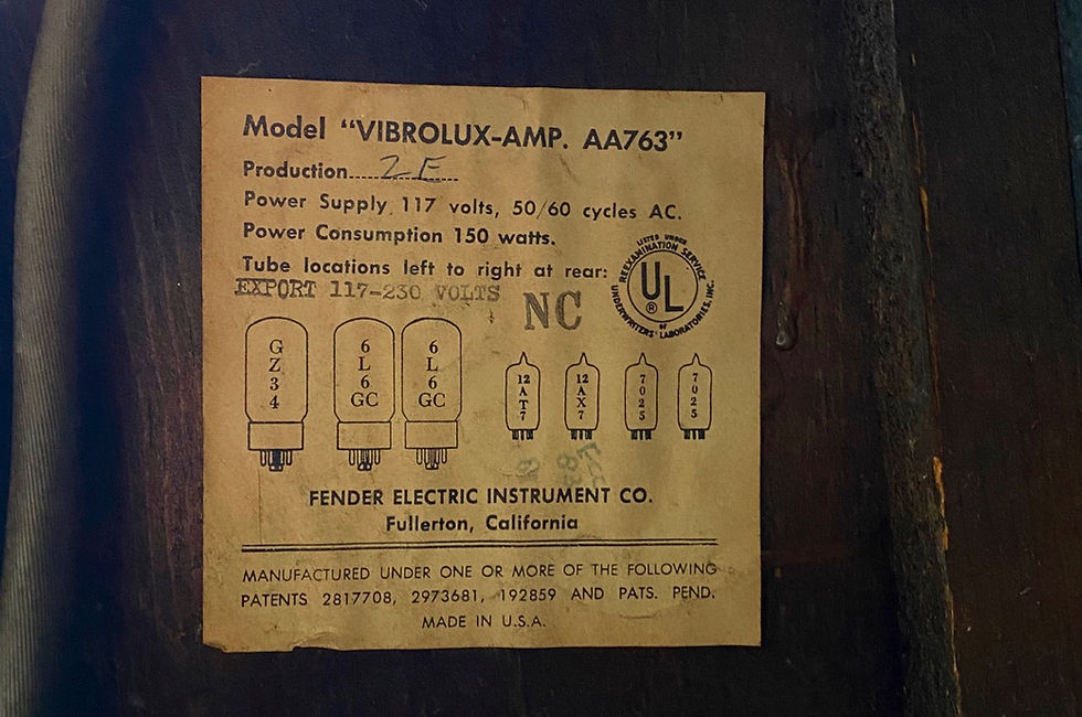 Thumbnail: SOLD! - 1964 EXPORT 117-230V Fender Vibrolux Non-Reverb Tremolo AA763 Blackface