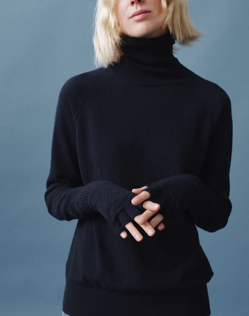 Navy Grey black polo neck