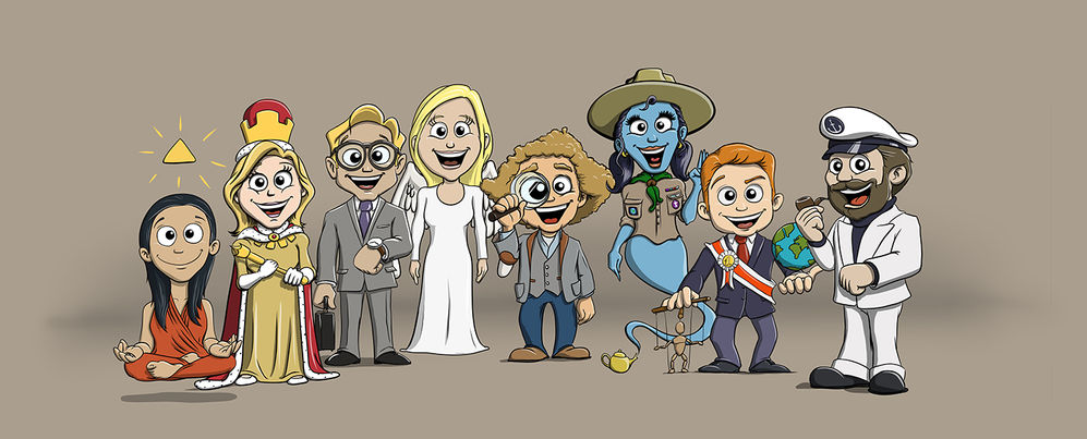 Alexx Marrone Illustration Cartoon Comic-Stil Sympathieträger Character Attribute Seminar Schulungsmaterial Schulung 