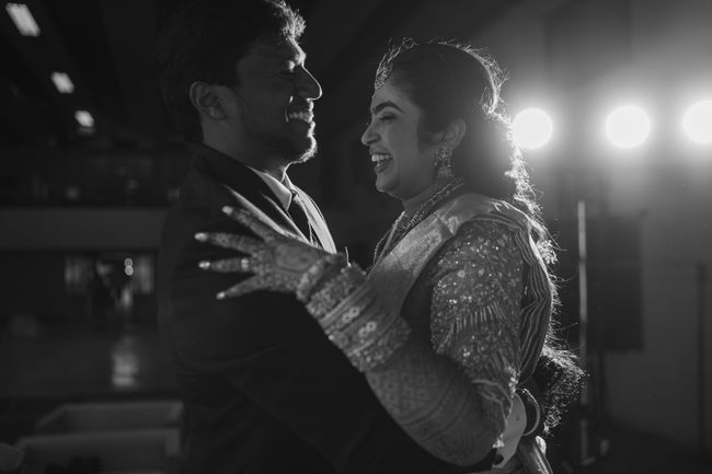 Intimate portrait of couple during golden hour in Bangalore