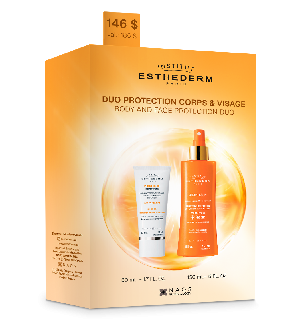 Duo Protection Corps et Visage - Photo Regul + Adaptasun Corps - Esthederm