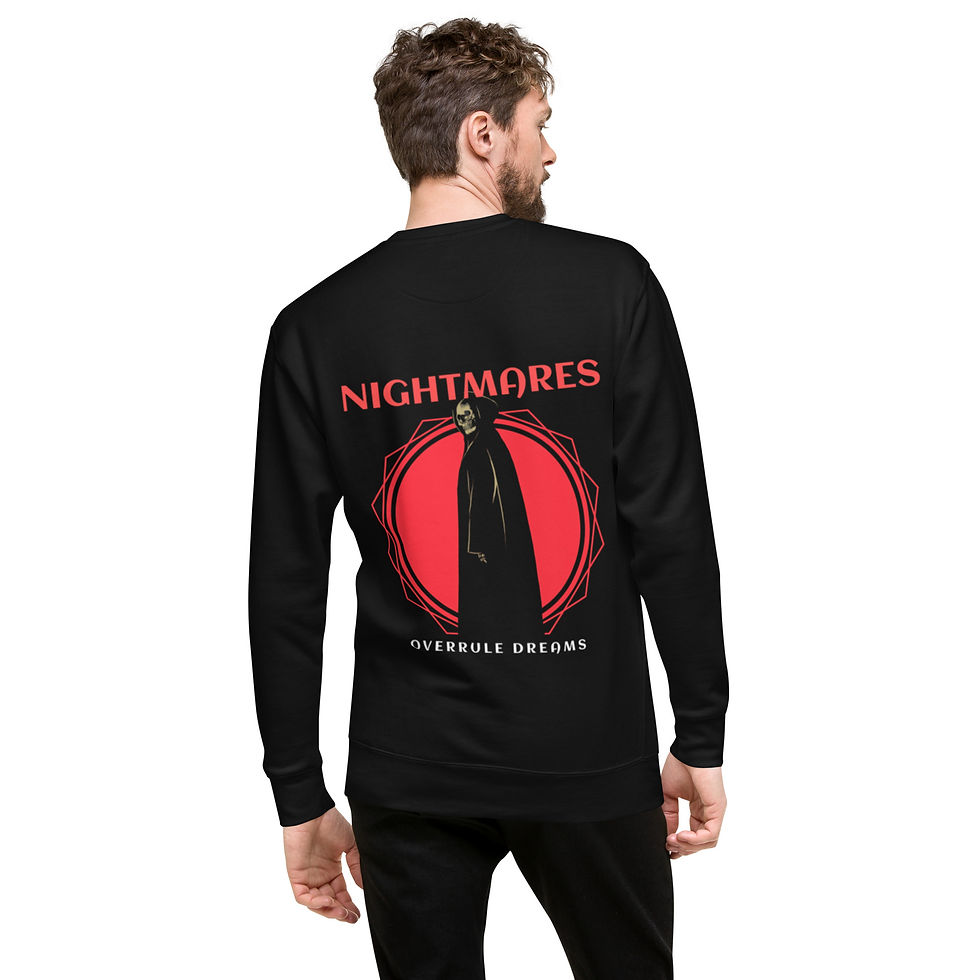 Thumbnail: man wearing Black Sweatshirt Nightmares Gothic Wear Back View