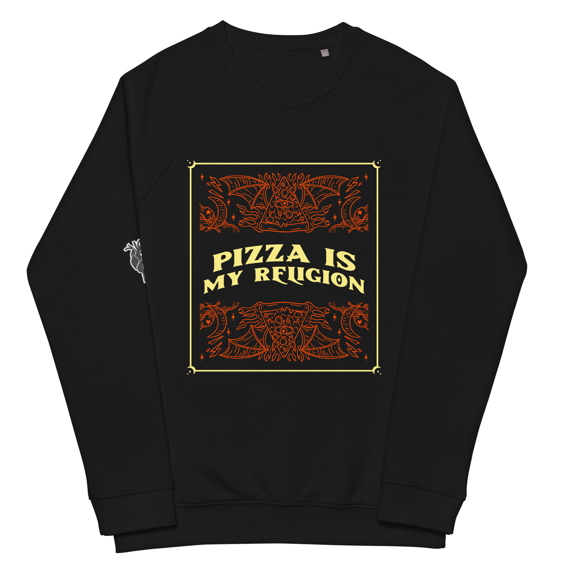"Pizza is my Religion" Unisex raglan sweatshirt