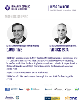 Breakfast Dialogue with NZ High Commissioners - Patrick Rata & David Pine | 6 June | 7:30am