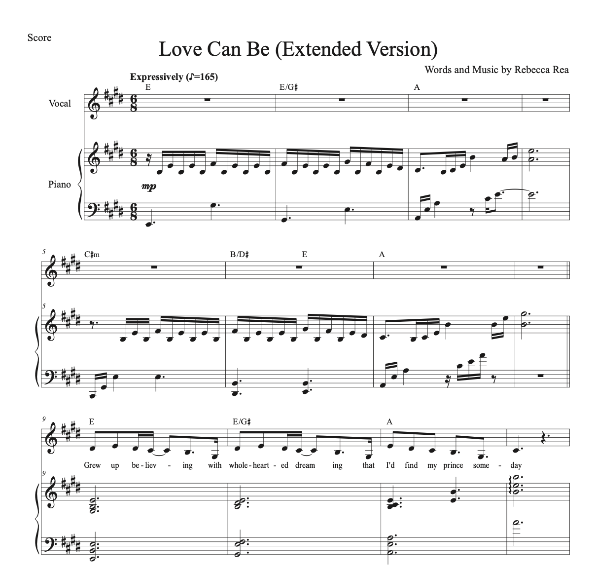 "Love Can Be (Extended Version)" Piano Sheet Music + Chord Chart BUNDLE
