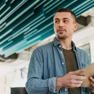 A Degree Apprentice in the office.