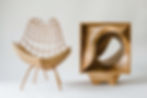A wooden chair and a wooden chair are shown next to each other.