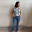 Thumbnail: Blue Cotton Crop Top with Lace Detail & Keyhole Back