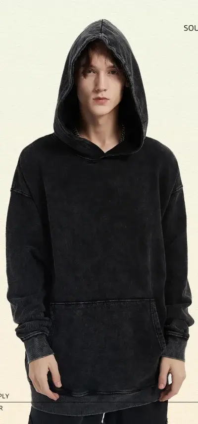 Thumbnail: Y2K Oversized Acid Washed Heavyweight Distressed Hoodie for Men 400gsm Cotton