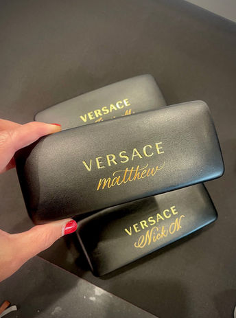 Custom Calligraphy on Versace Glasses Case
