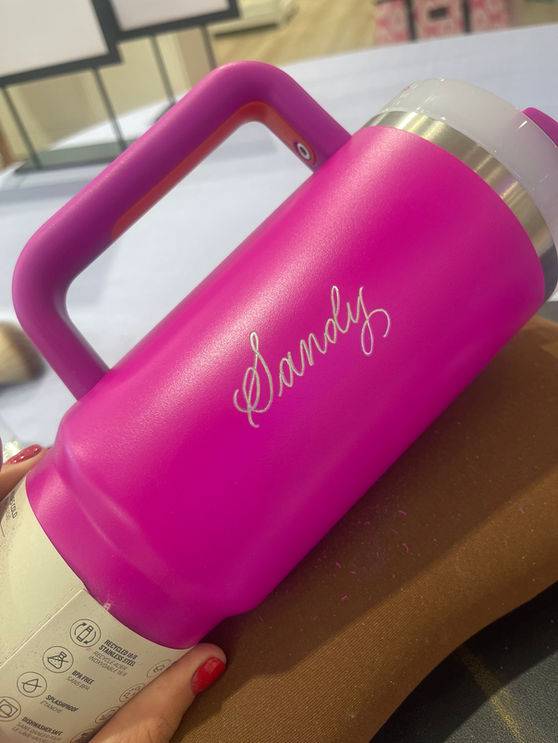 Custom Calligraphy on Travel Mug