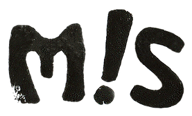 Milla Sebbah's logo, made from organically carved stamps. The logo reads: M ! S