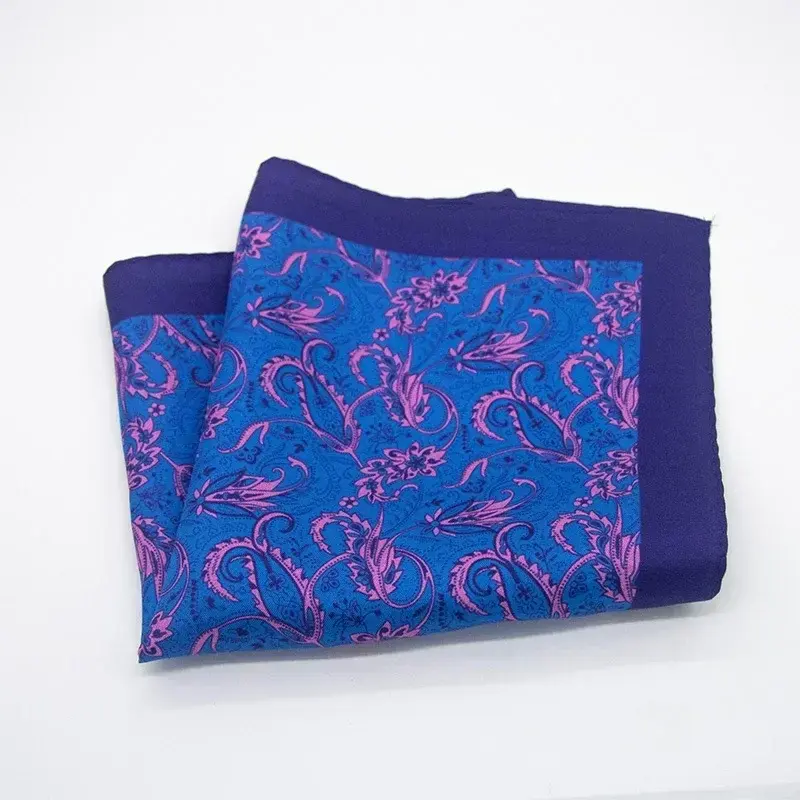 Miniatura: Men 100% Silk Pocket Square Print Real Satin Small Square Scarf Gentleman