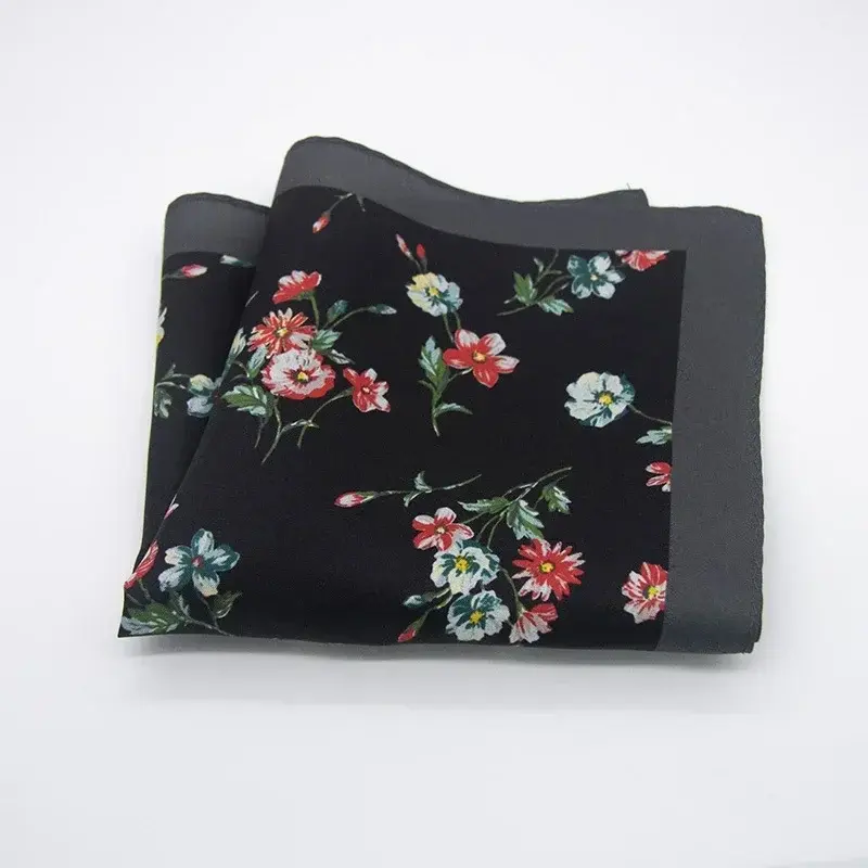 Miniatura: Men 100% Silk Pocket Square Print Real Satin Small Square Scarf Gentleman