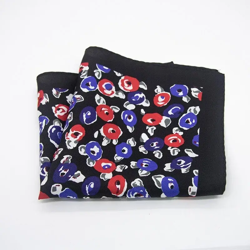 Miniatura: Men 100% Silk Pocket Square Print Real Satin Small Square Scarf Gentleman