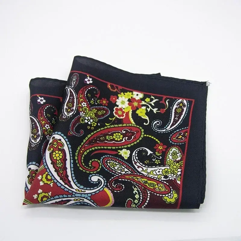 Miniatura: Men 100% Silk Pocket Square Print Real Satin Small Square Scarf Gentleman