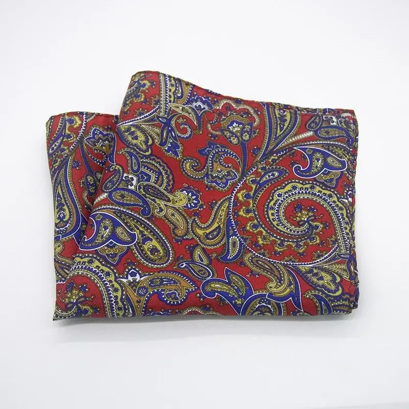 Miniatura: Men 100% Silk Pocket Square Print Real Satin Small Square Scarf Gentleman