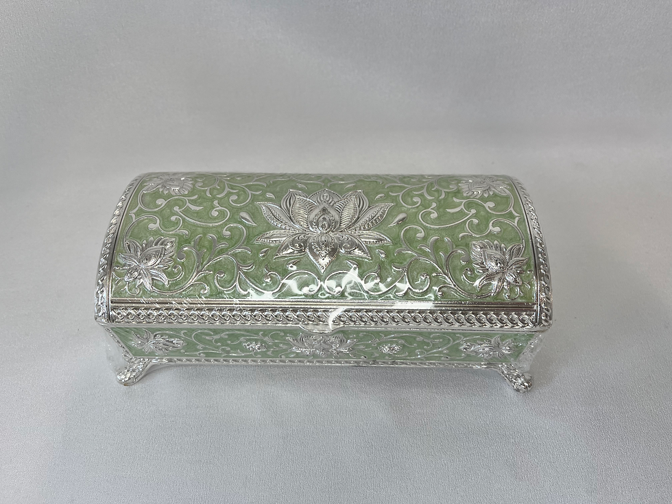 Thumbnail: 6" Peacock Square Germán Silver Enamel Boxes