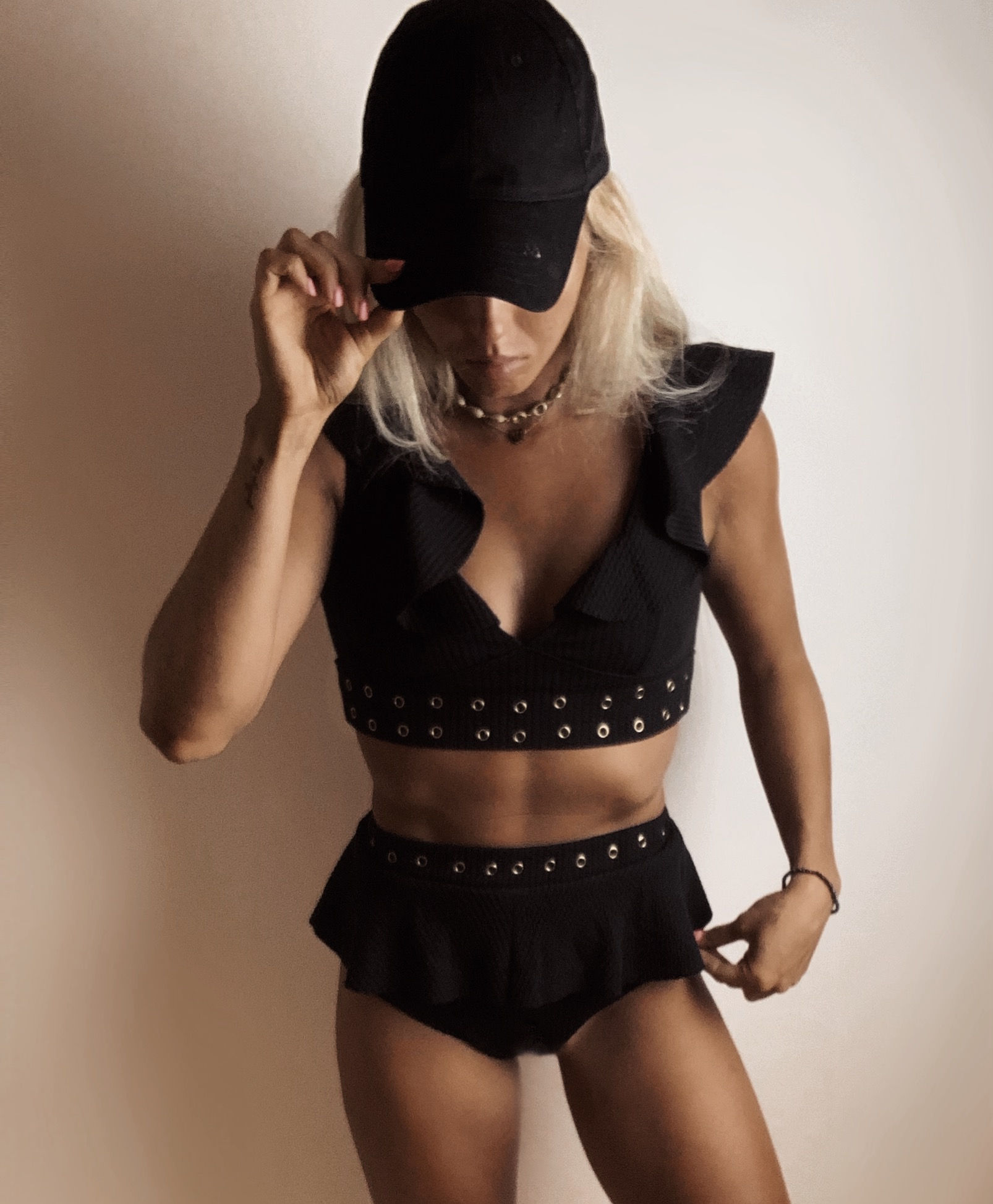 Black/Gold Ruffle Suit