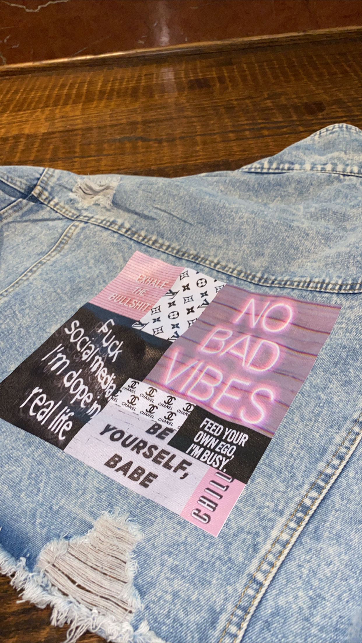No Bad Vibes Denim Jacket