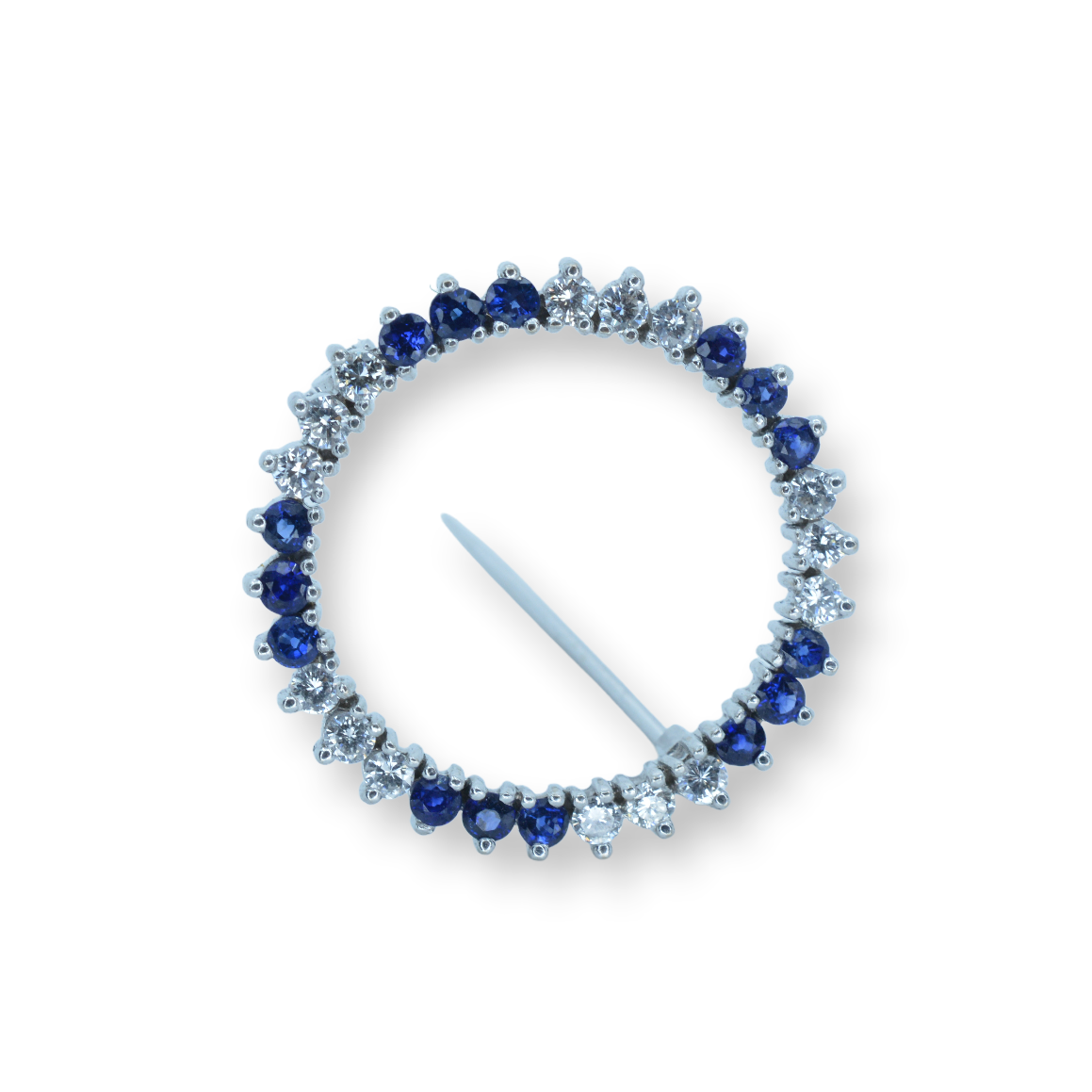 Sapphire and Diamond Circle Brooch