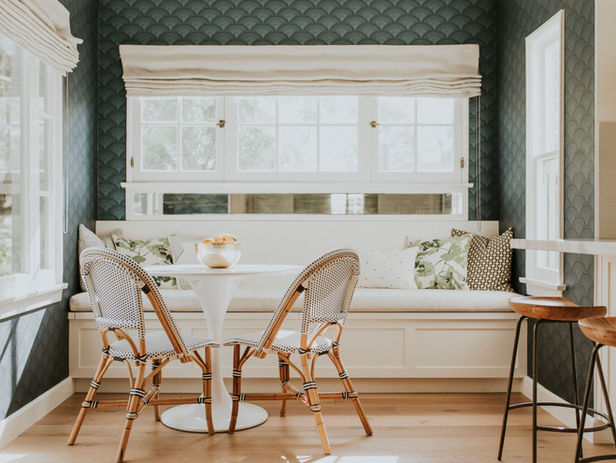 Custom-printed wallpaper with dark green and gold pattern