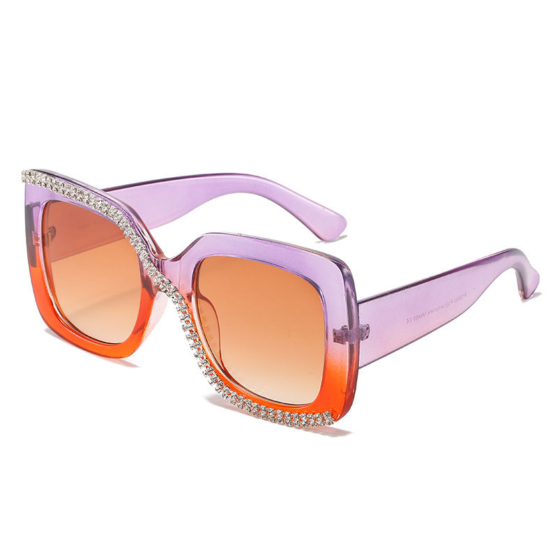 Purple/Orange Rounded Square Frame Sunglasses