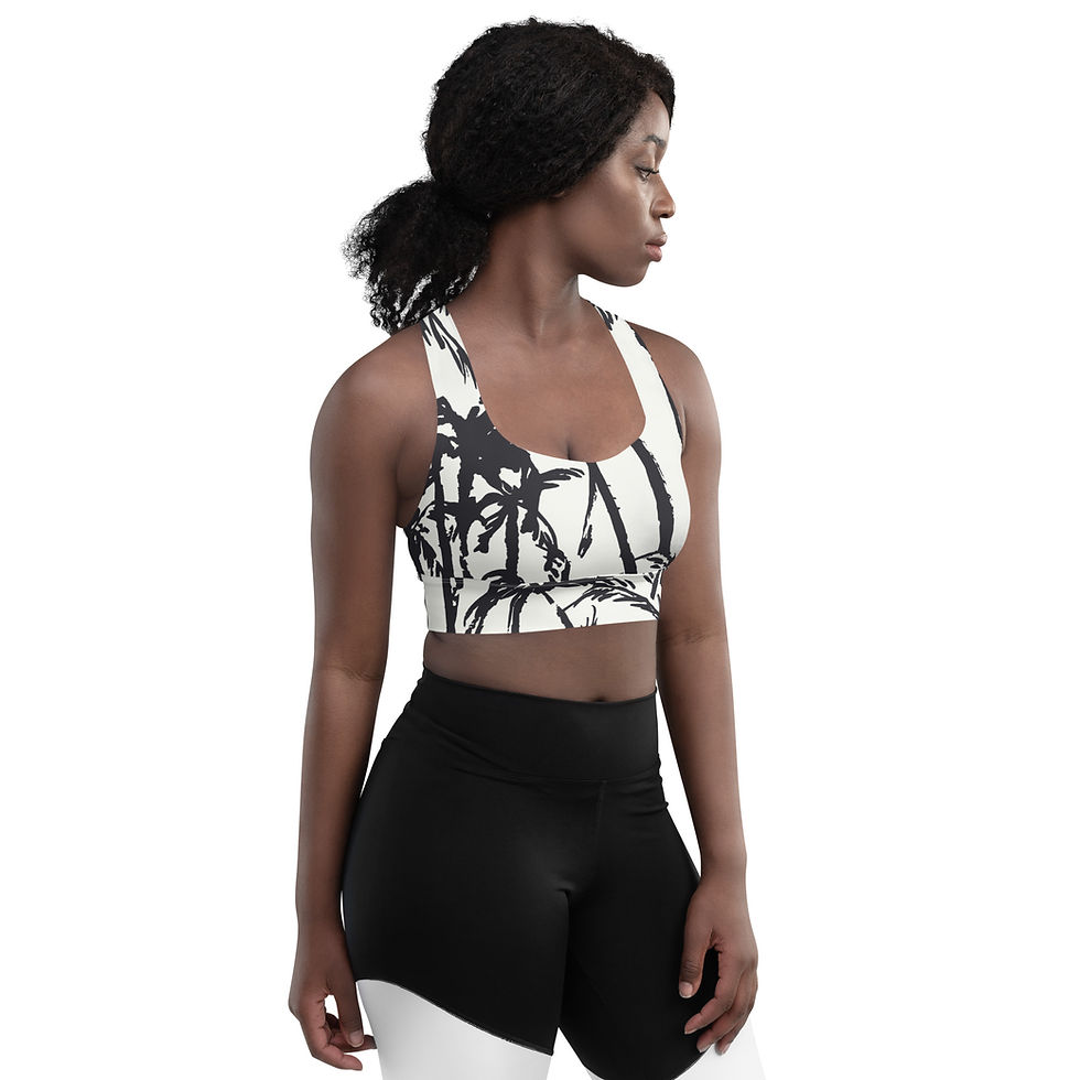 Thumbnail: Longline sports bra - Coconut trees