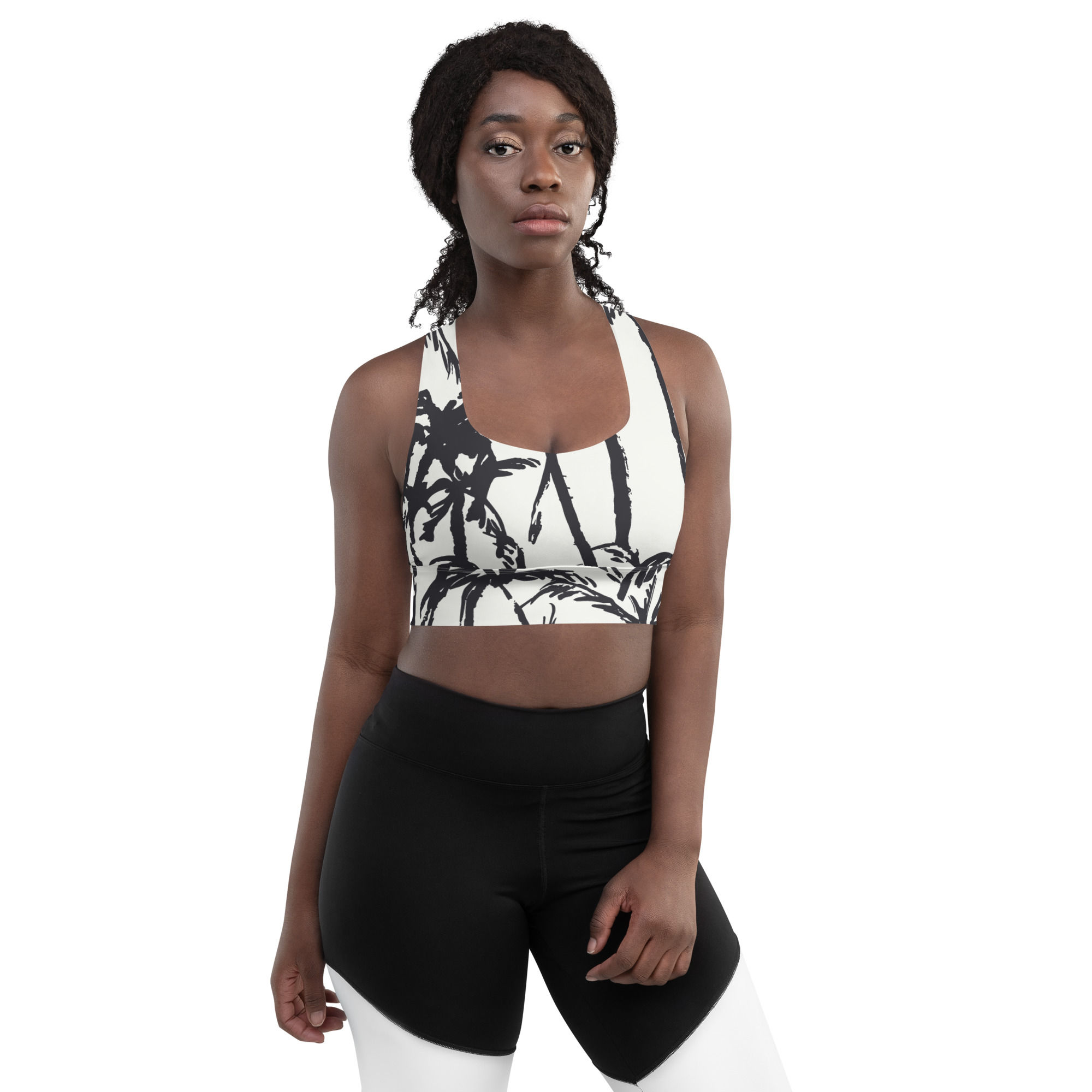 Longline sports bra - Coconut trees