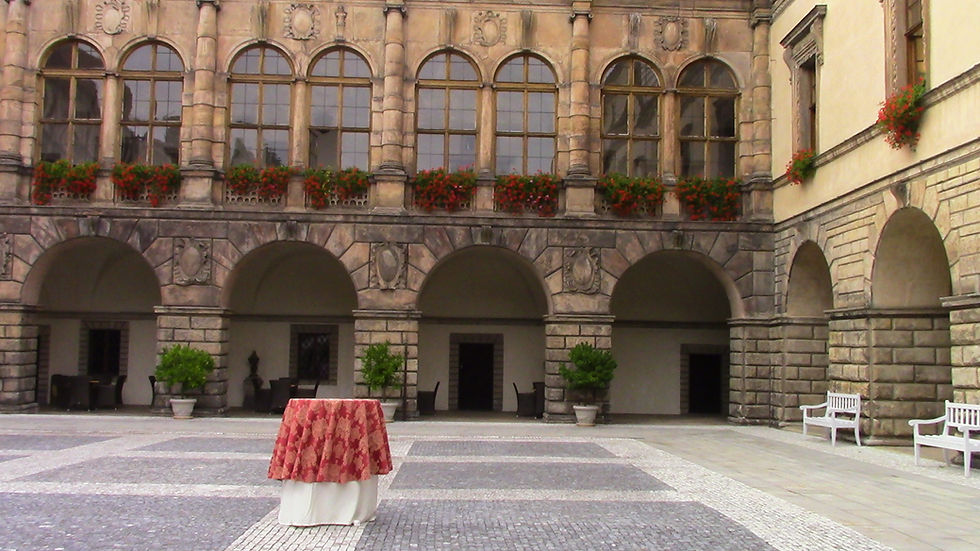 Castle courtyard where we had cocktails