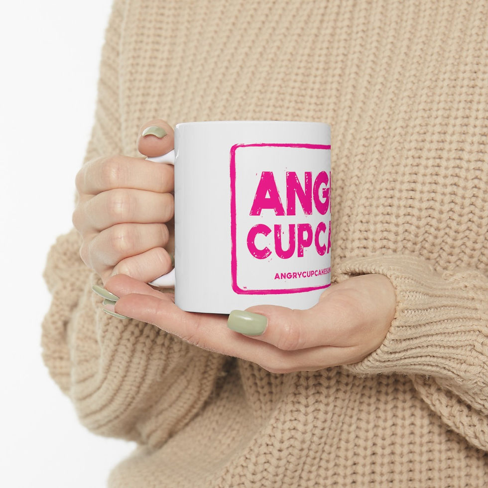 Thumbnail: Angry Cupcake White Ceramic Mug, (11oz, 15oz)