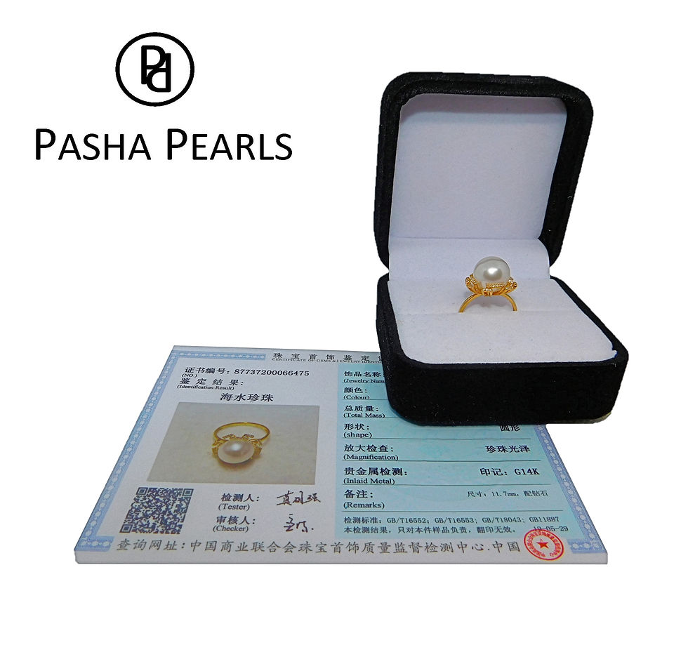 Thumbnail: White South Sea Pearl & Diamond Ring - Trinity Design