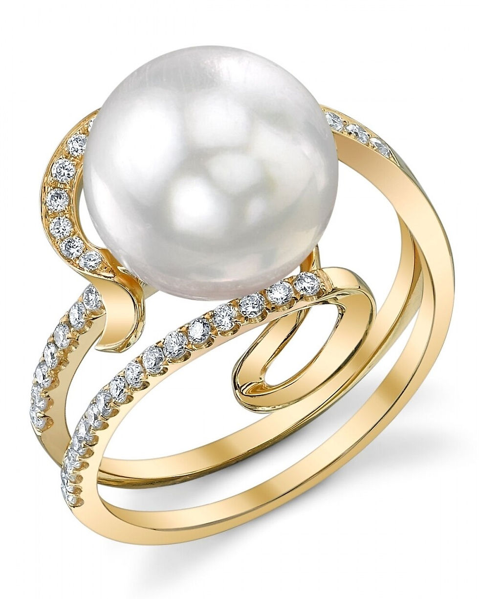 Thumbnail: White South Sea Pearl & Diamond Ring - Paloma Design
