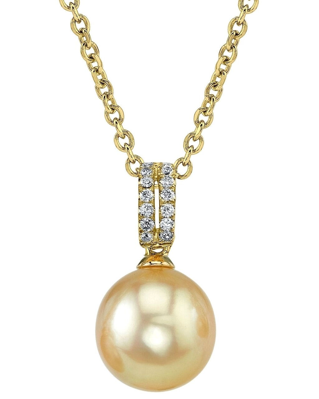 Gold South Sea Pearl & Diamond Pendant - Mahia Design