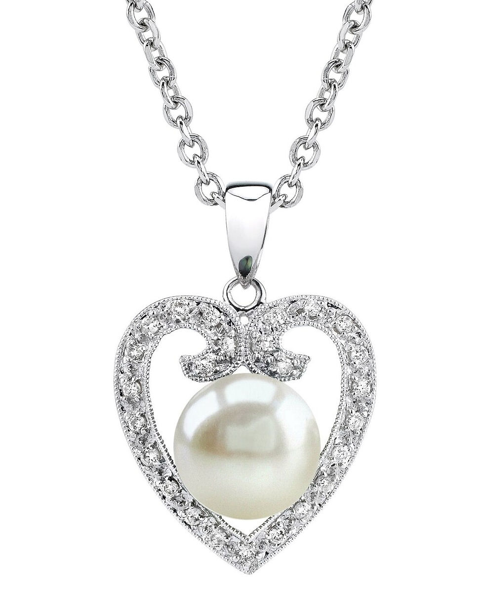 Freshwater Pearl & Diamond Pendant - Vivianna Design