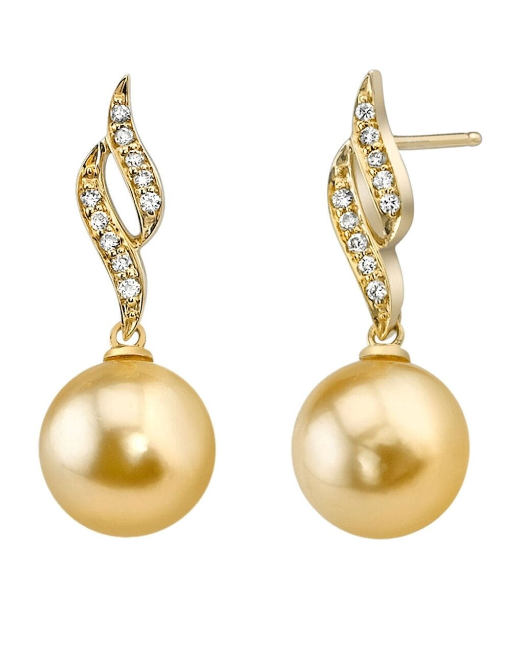 Gold South Sea Pearl & Diamond Earrings - Permata Design