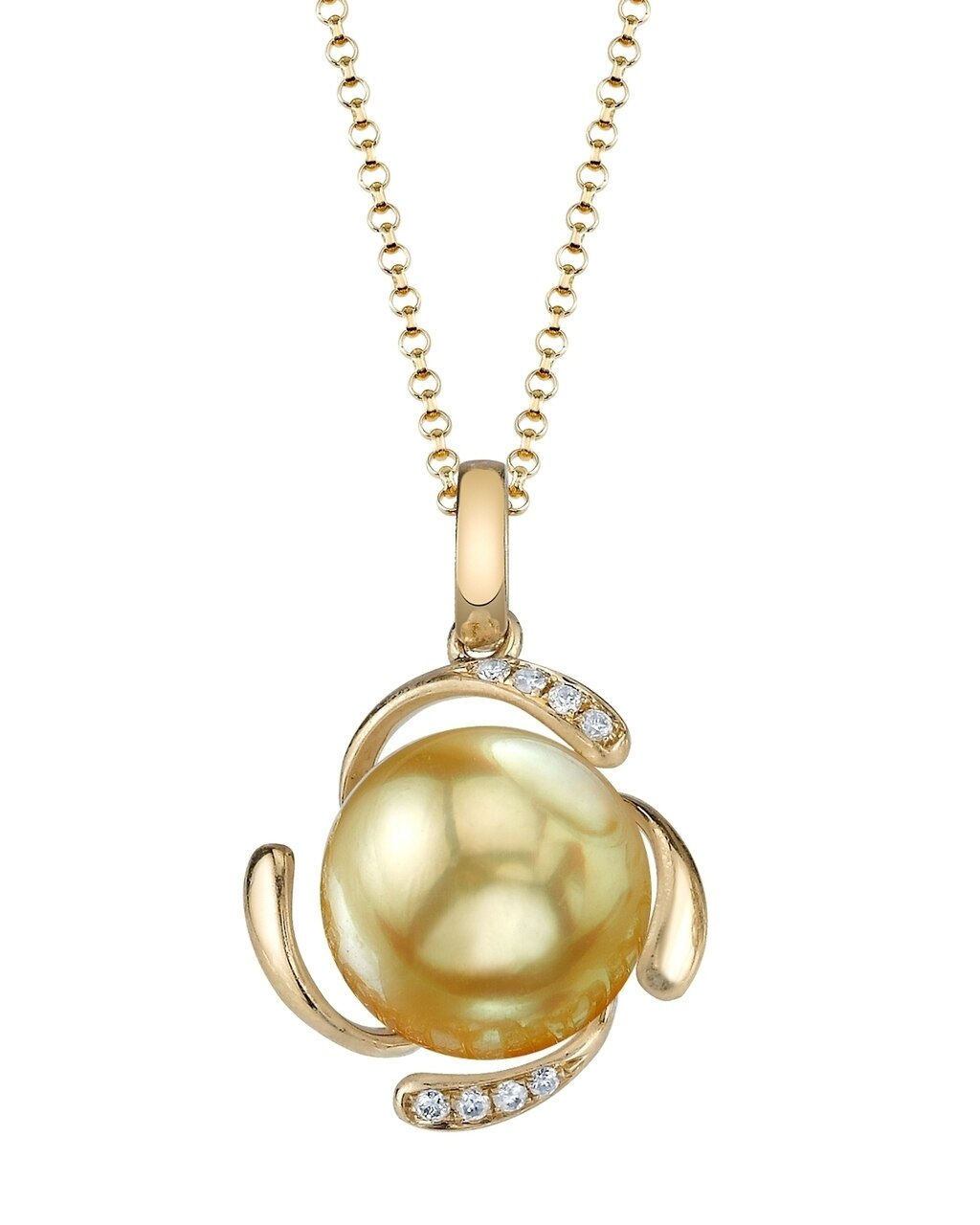 Gold South Sea Pearl & Diamond Pendant - Marjia Design