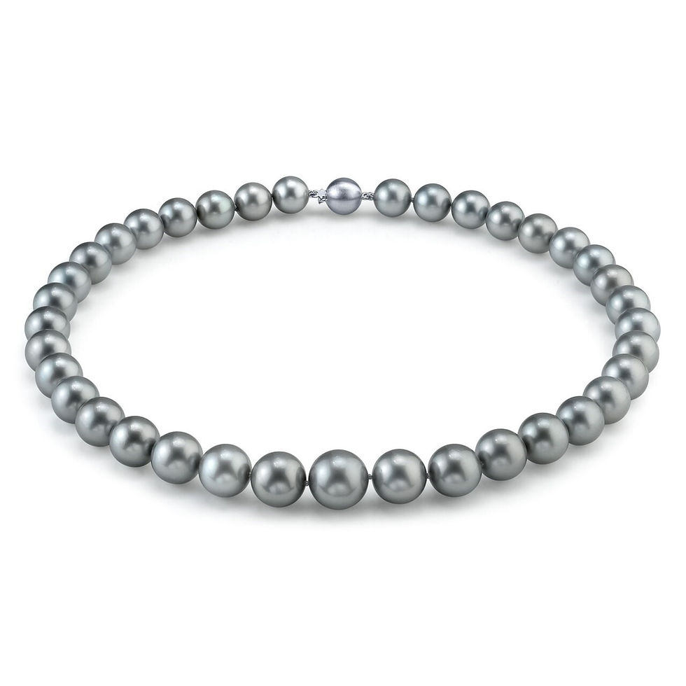 10.0-13.0mm Silver Round Tahitian Pearl Necklace - AAA Quality