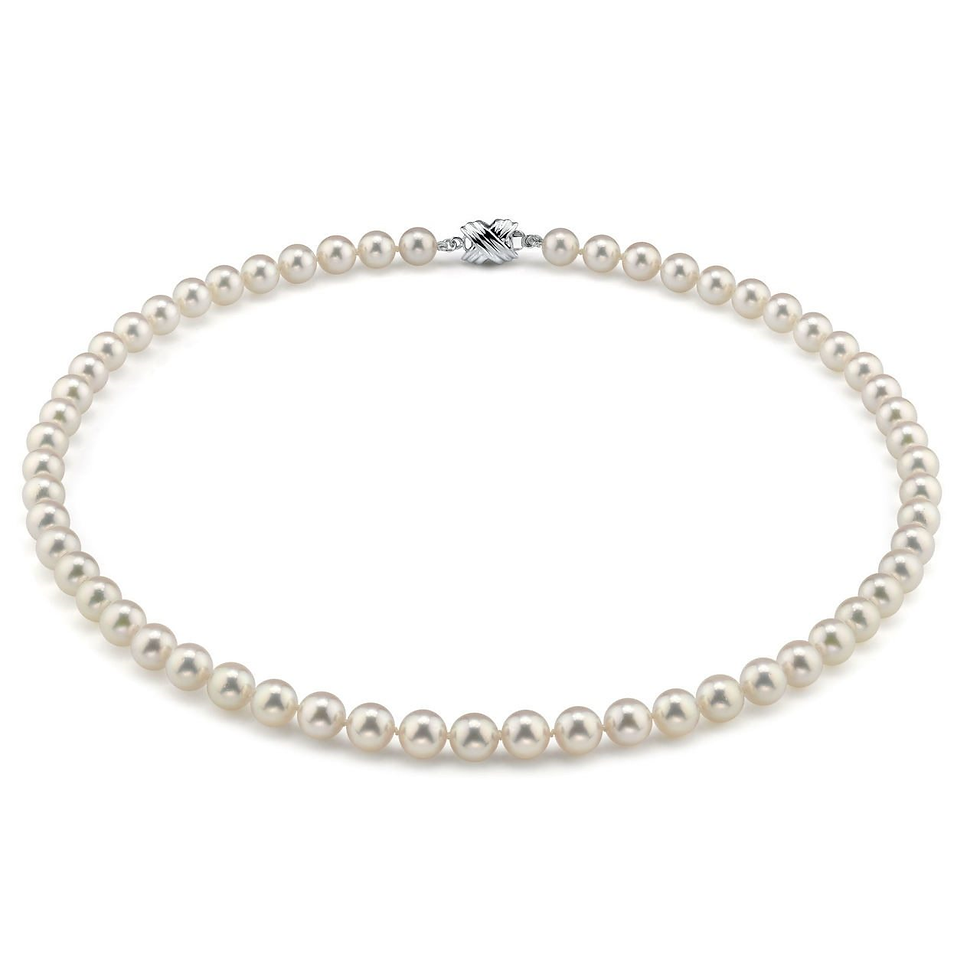 7.5-8.0mm White Akoya Pearl Necklace - AA+ Quality