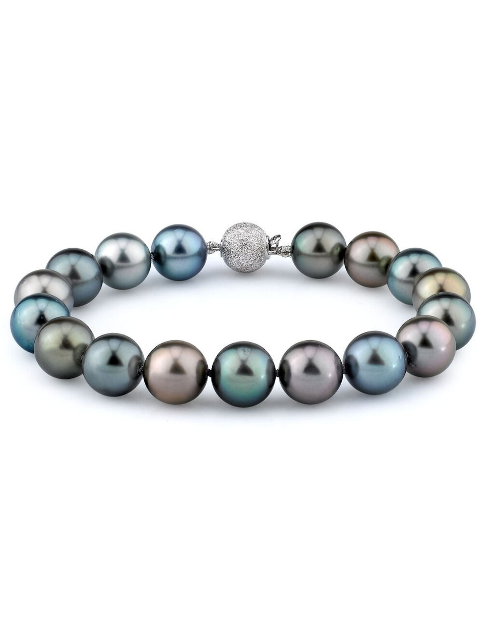 9.0-10.0mm Black Drop Tahitian Pearl Bracelet - AAA Quality