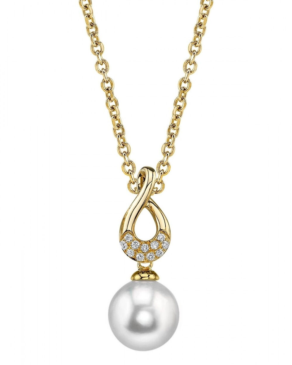 Thumbnail: White South Sea Pearl & Diamond Pendant - Heidi Design