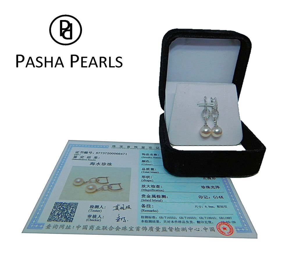 Thumbnail: White Akoya Pearl Dangle Earrings - Akari Design