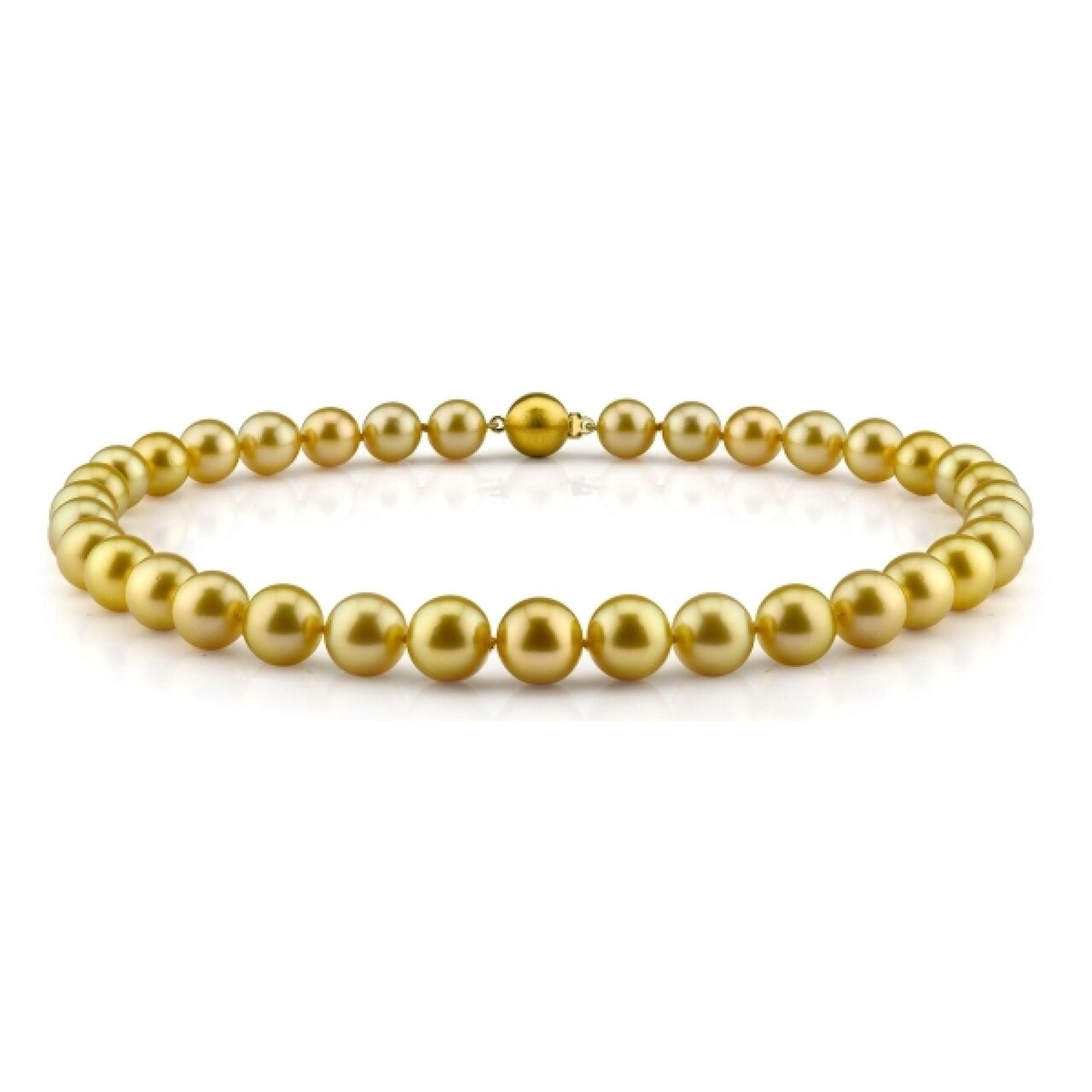 8.0-10.0mm Round Gold South Sea Pearl Necklace - AAA Quality