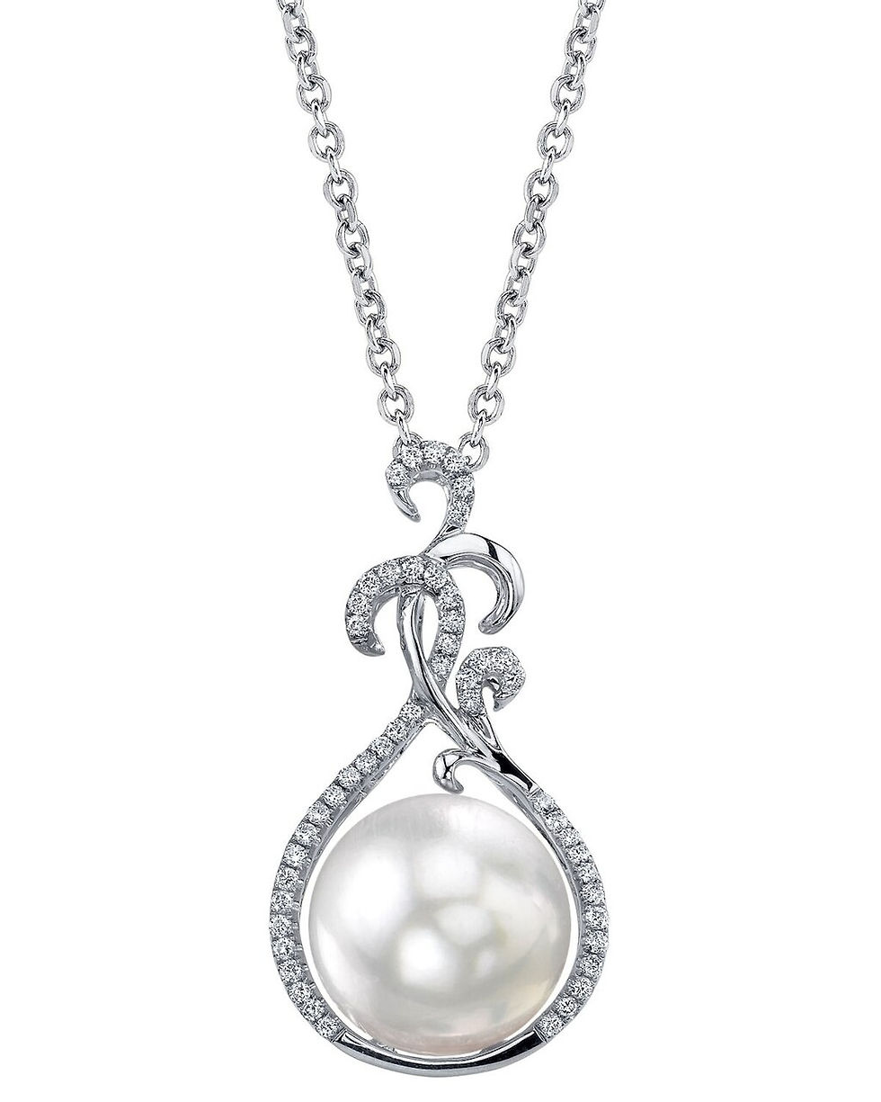 White South Sea Pearl & Diamond Pendant - Sienna Design