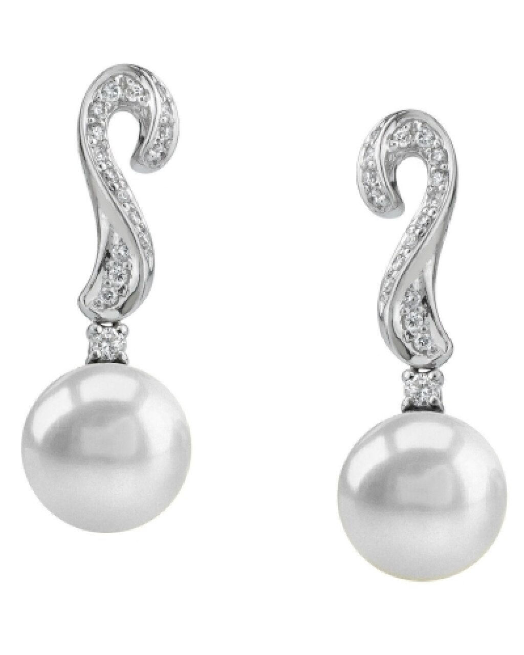 White South Sea Pearl & Diamond Earrings - Narelle Design