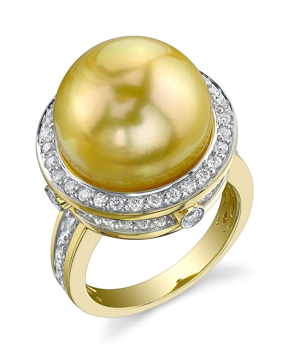 Gold South Sea Pearl & Diamond Ring - Zeena Design