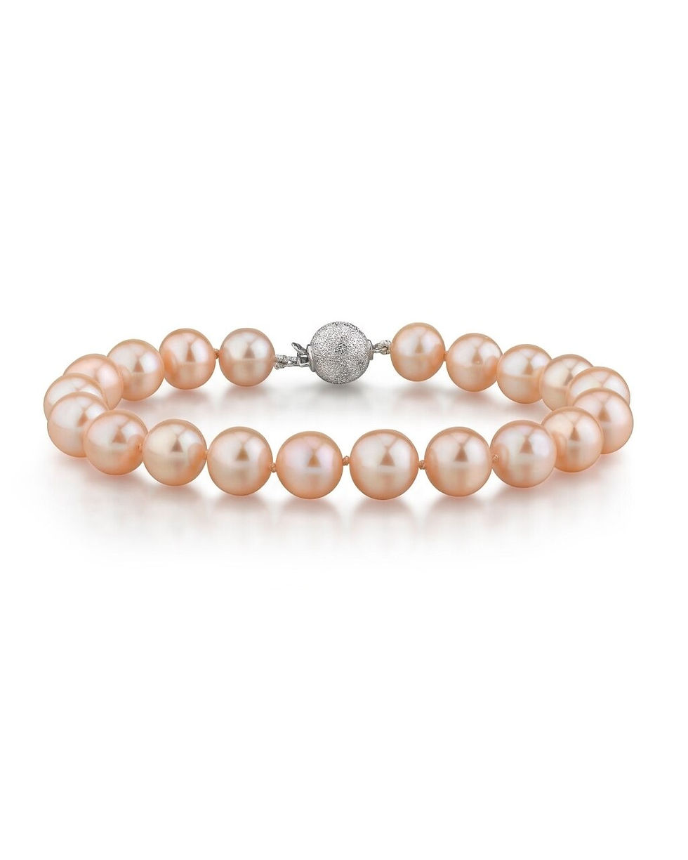 9.0-10.0mm Peach Freshwater Pearl Bracelet - AAAA Quality