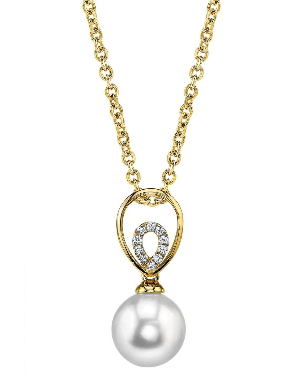 Thumbnail: White South Sea Pearl & Diamond Pendant - Eliza Design