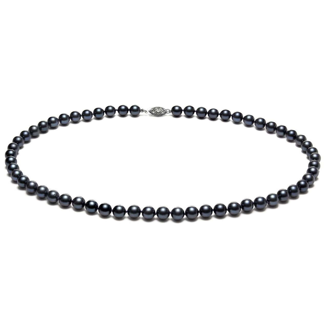 6.5-7.0mm Black Akoya Pearl Necklace - AA+ Quality