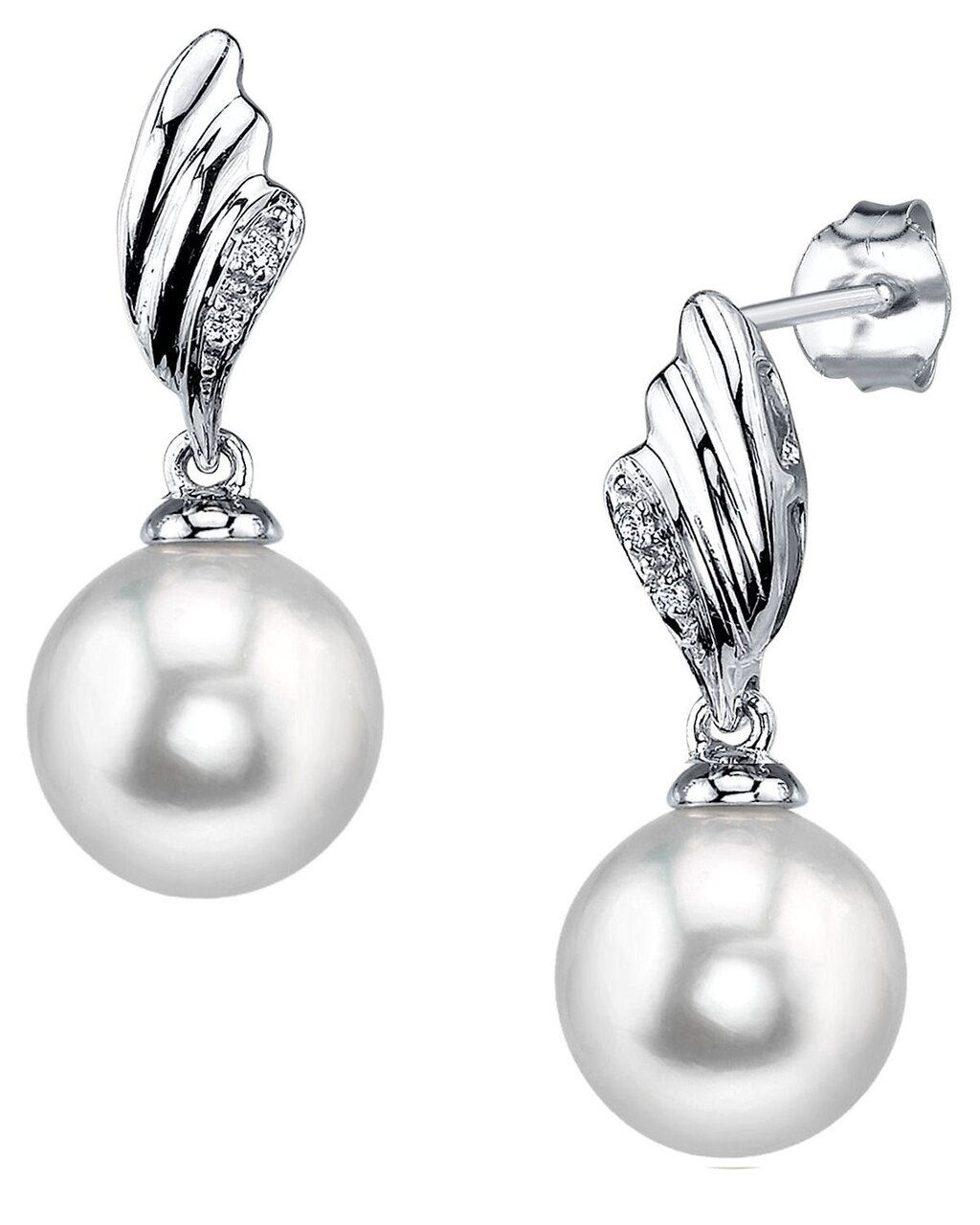 White South Sea Pearl & Diamond Earrings - Keily Design
